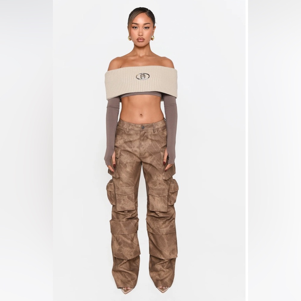 Luxe to kill Brown Acid Wash Oversized Pocket Trouser